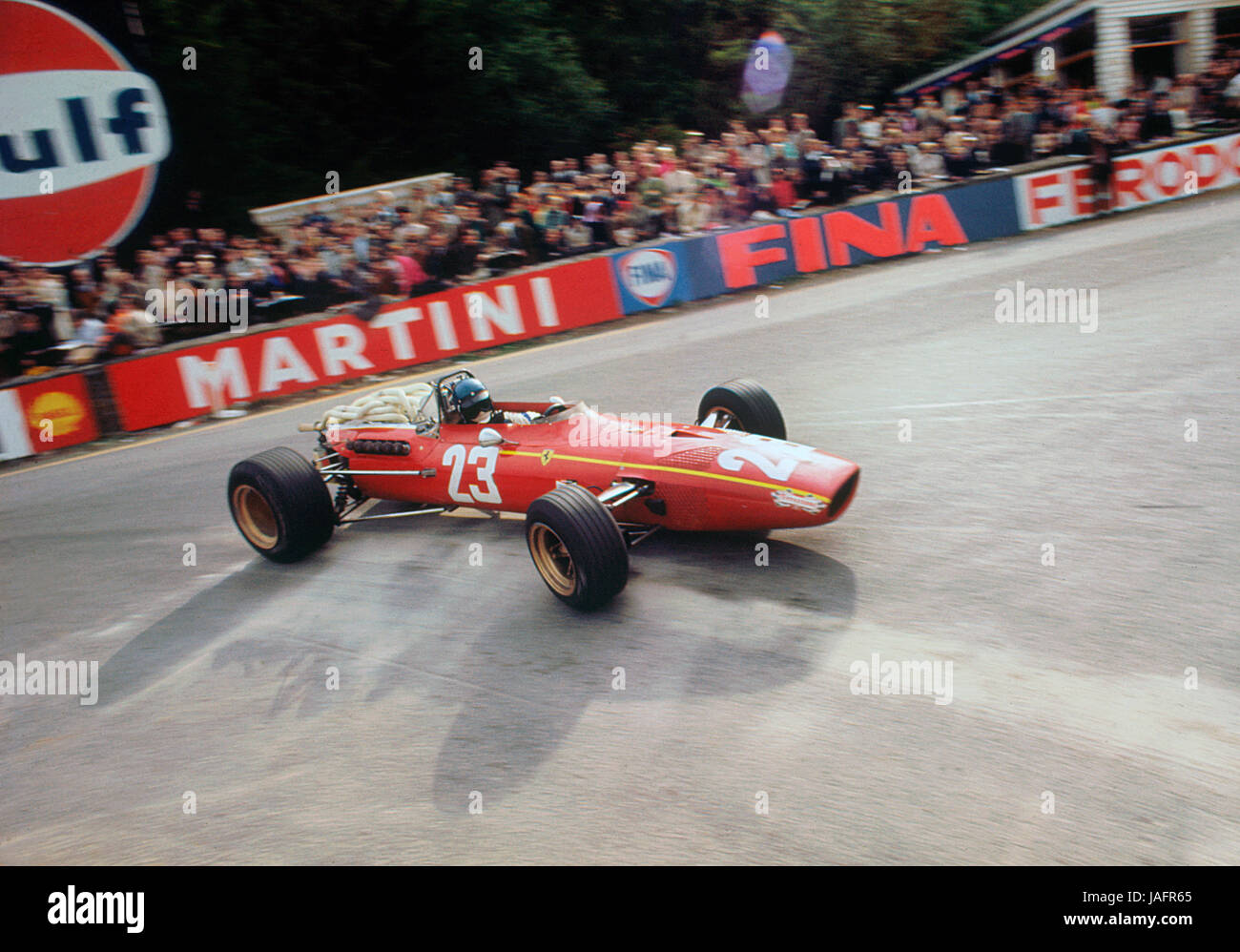 Jackie Ickx in Ferrari 1968 Belgian Grand Prix Stock Photo