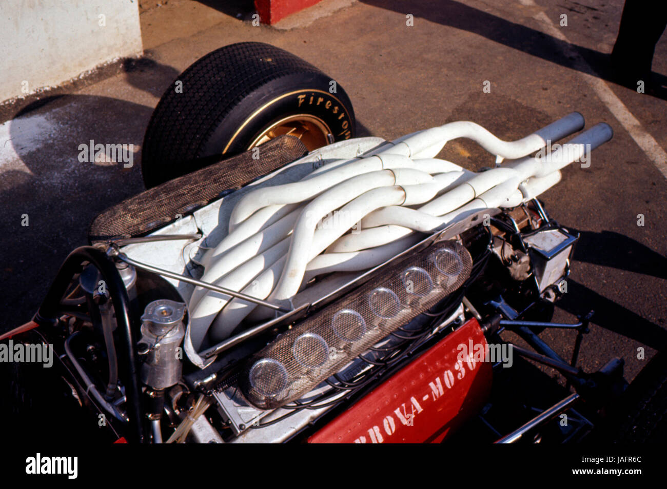 Ferrari 312 formula one engine 1967 Stock Photo