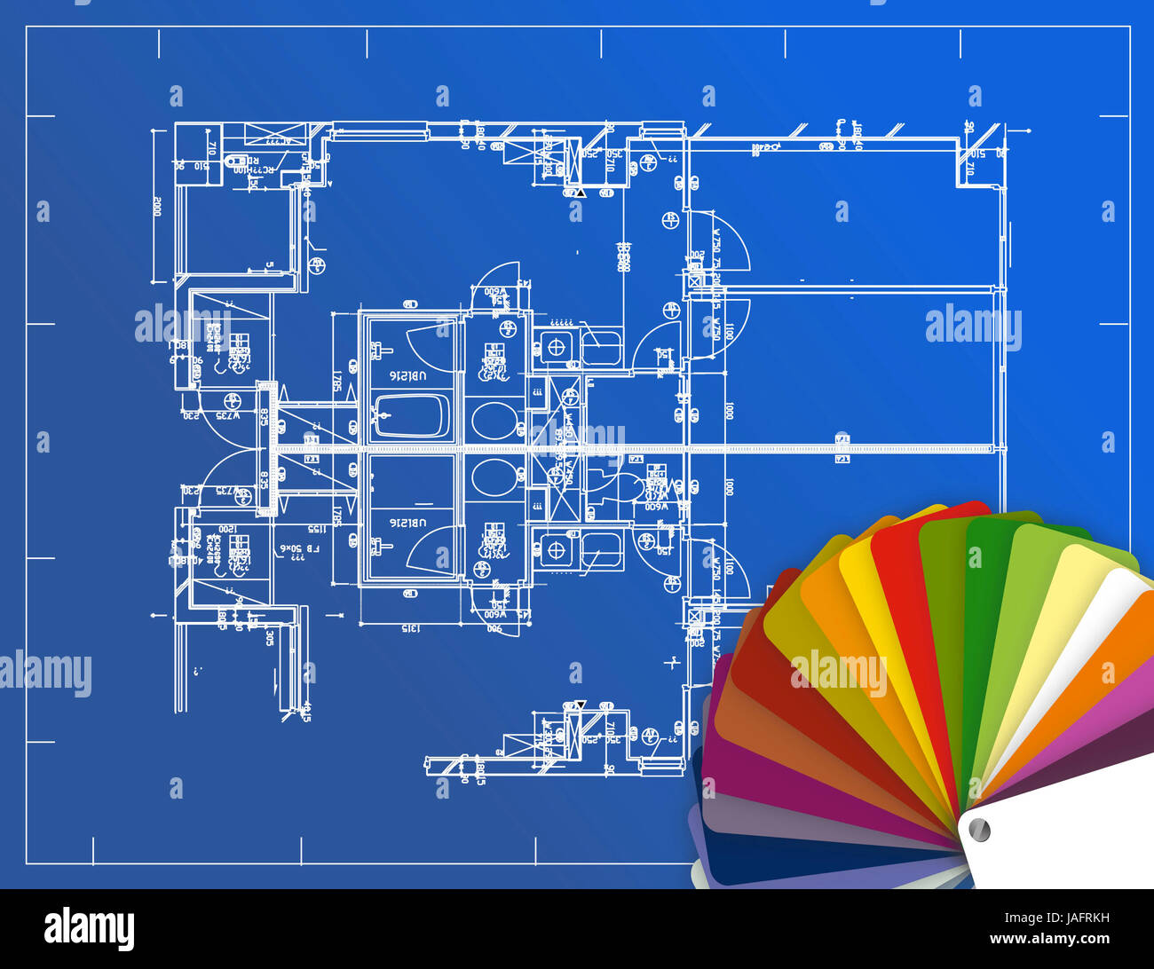 blueprint and palette of colors illustration Stock Photo - Alamy