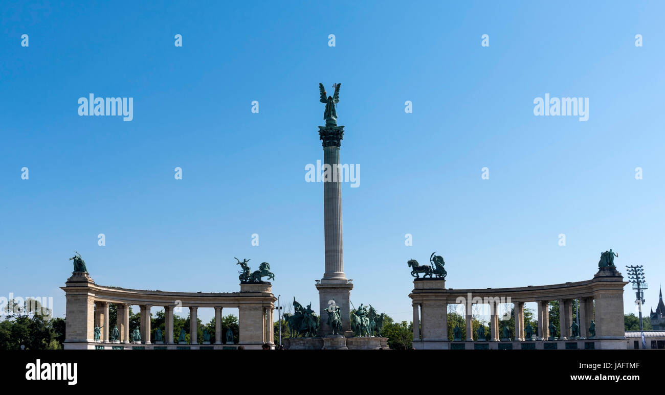 Statues and monument in Heroes Square (Hosok tere) City Park