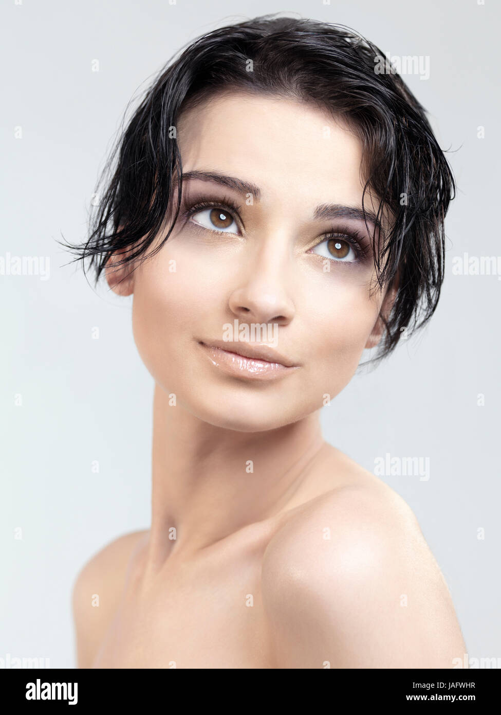 Beautiful Young Woman Relaxed Fresh Face With Big Brown