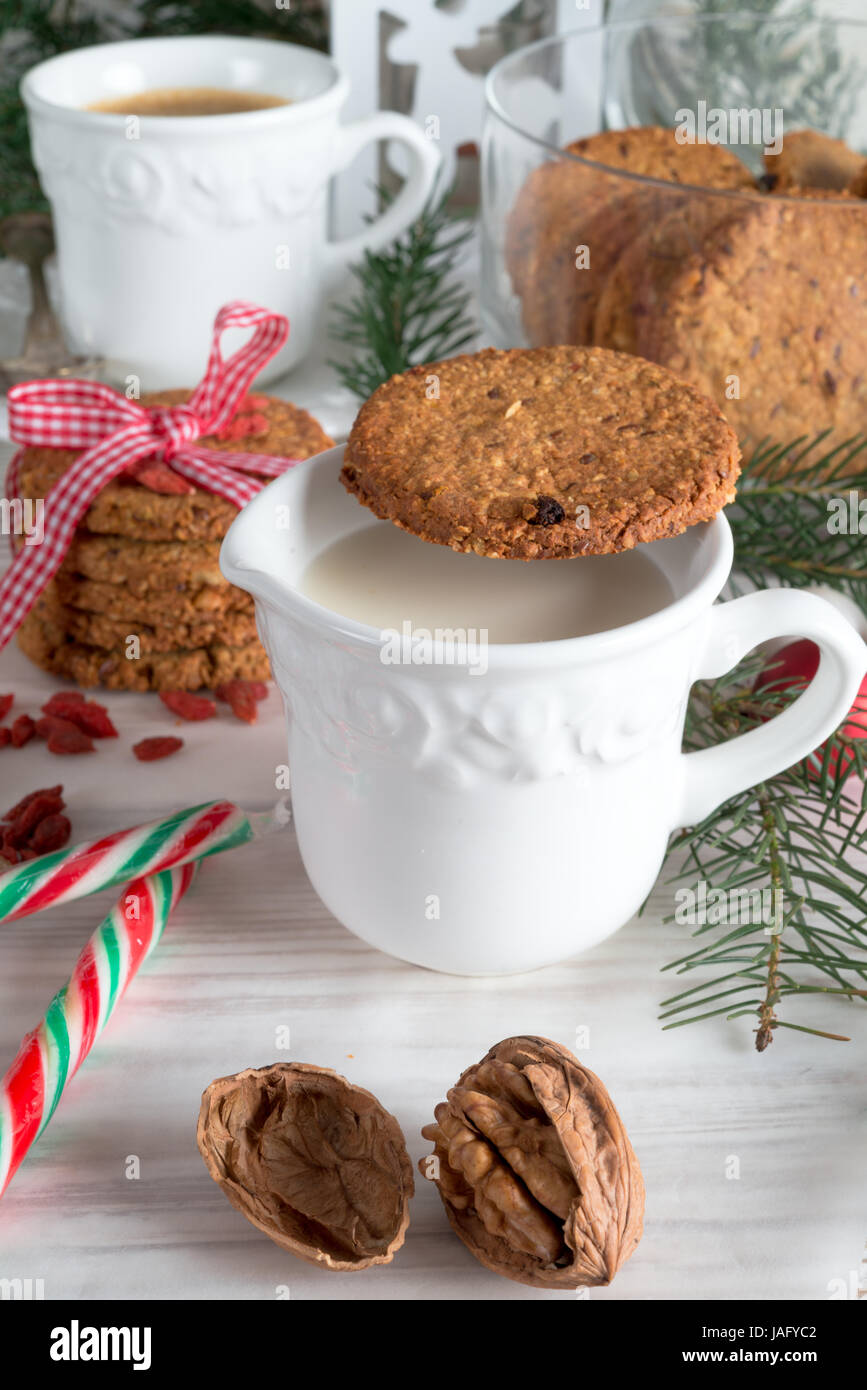 milk and cookies for santa Stock Photo