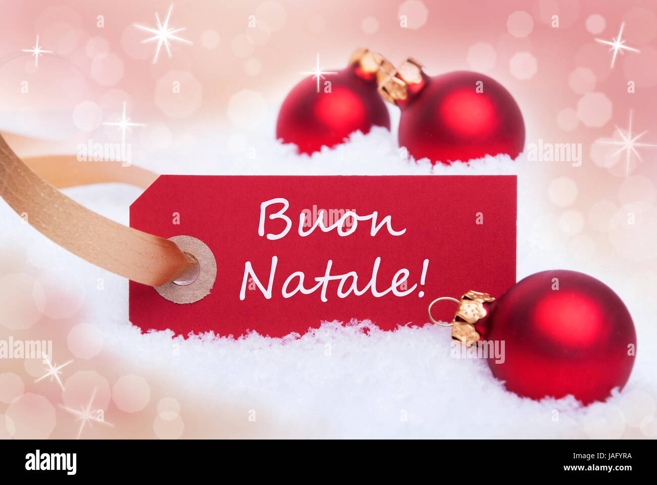 Buon Natale Pics.A Red Label With The Italian Words Buon Natale Which Means Merry Stock Photo Alamy