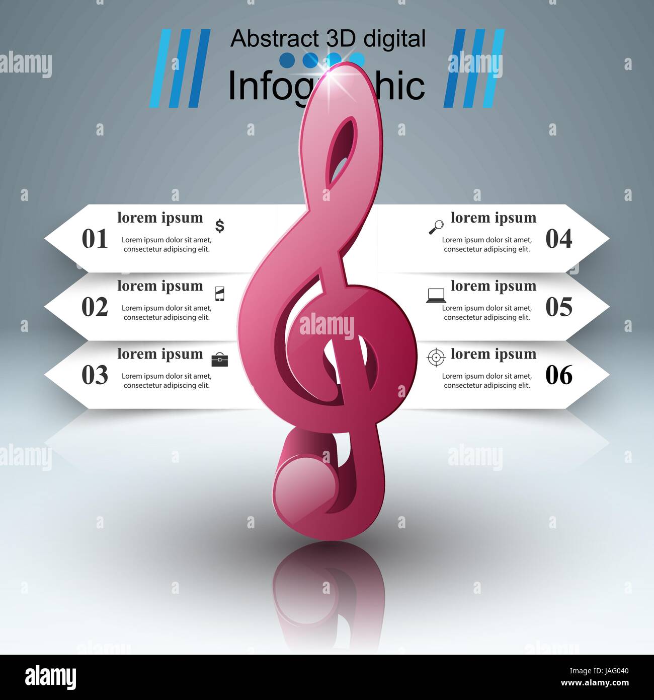 Music education Infographic. Treble clef icon. Note icon Stock Vector ...