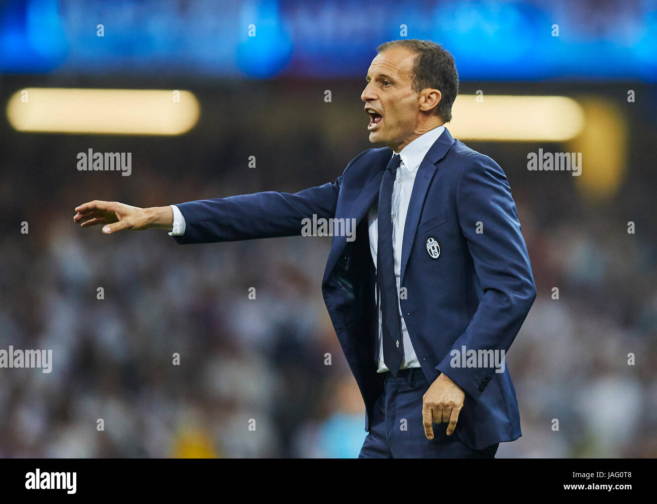 UEFA Champions League, Final, Cardiff, June 03 2017  Massimiliano ALLEGRI, JUVE Trainer Gesticulates and giving instructions, action, single image, ge Stock Photo