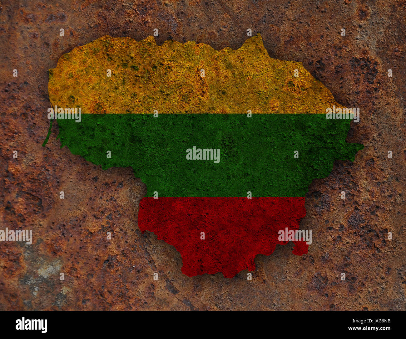 Map and flag of Lithuania on rusty metal Stock Photo - Alamy