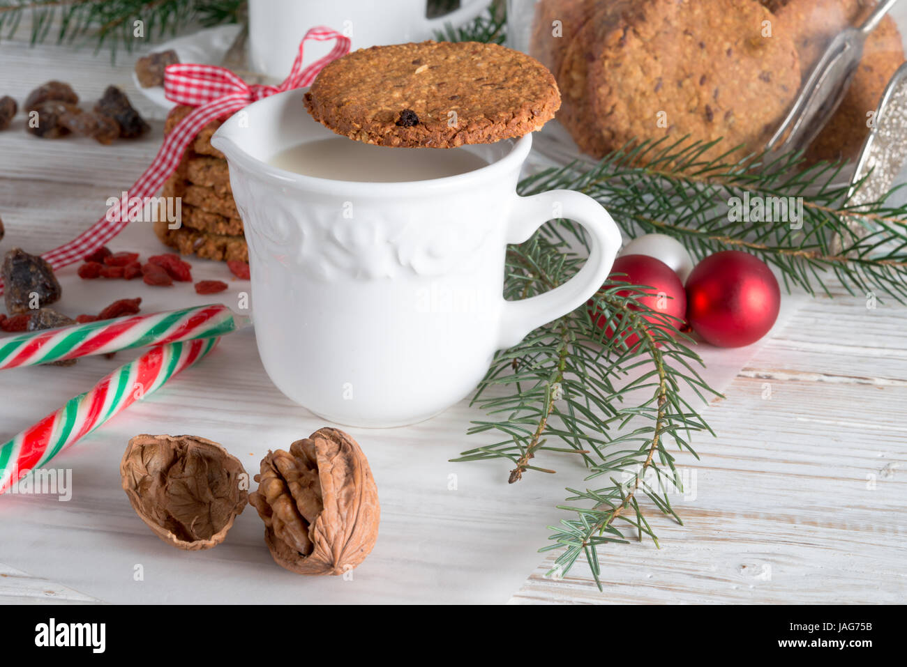 milk and cookies for santa Stock Photo