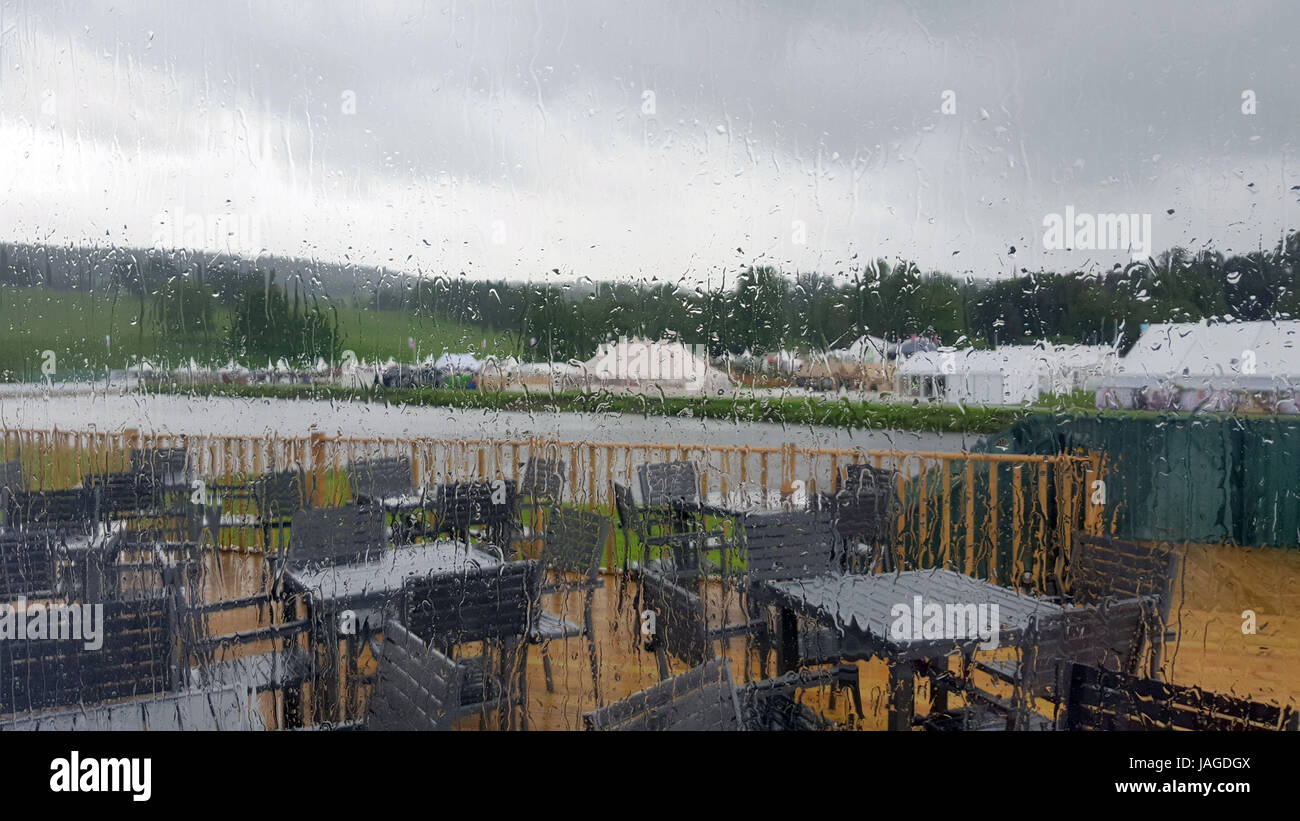 Wet conditions during the preview day of the first Chatsworth Flower