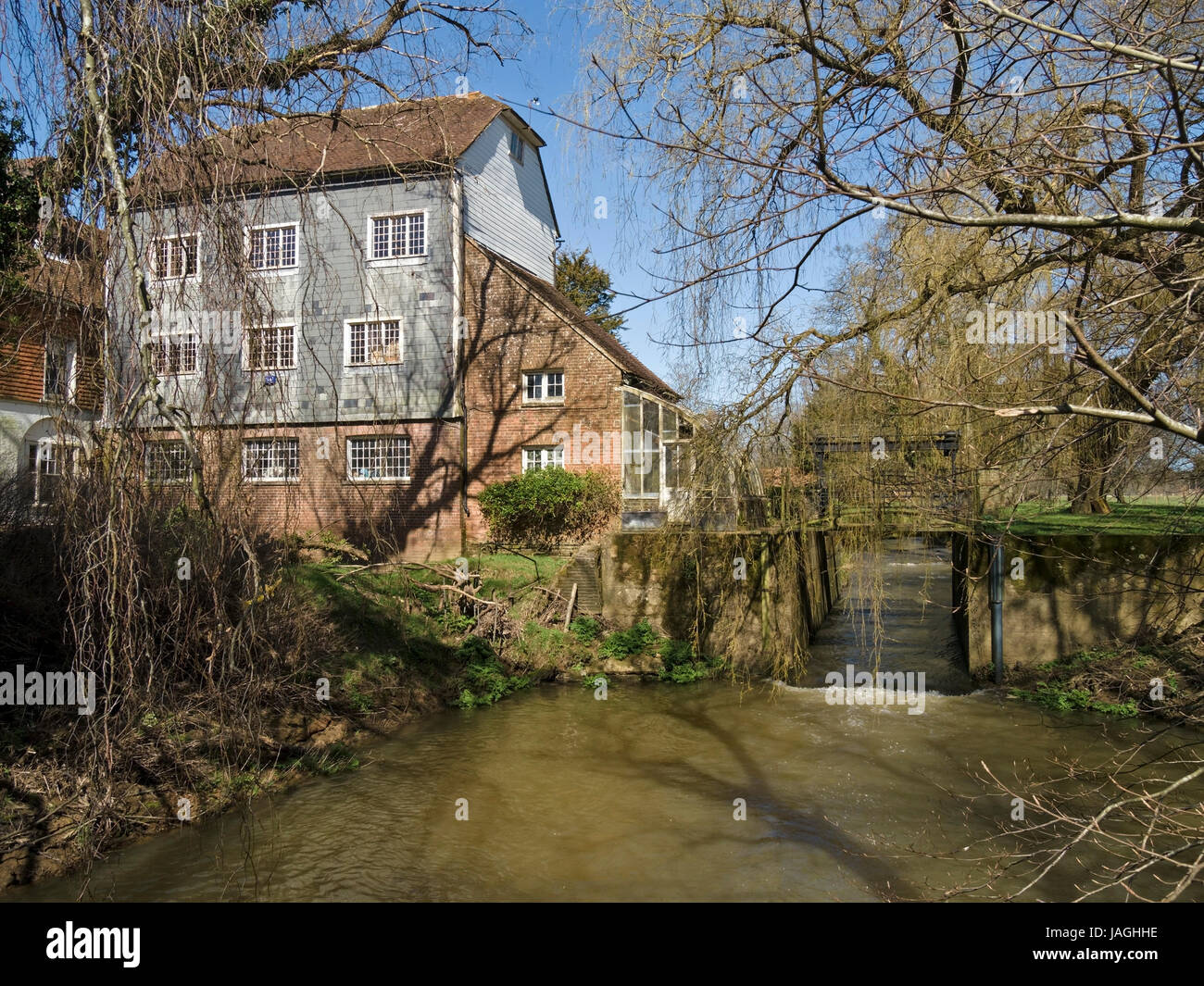 Old Hempstead Mill building with River Uck, Uckfield, East Sussex, England, UK Stock Photo