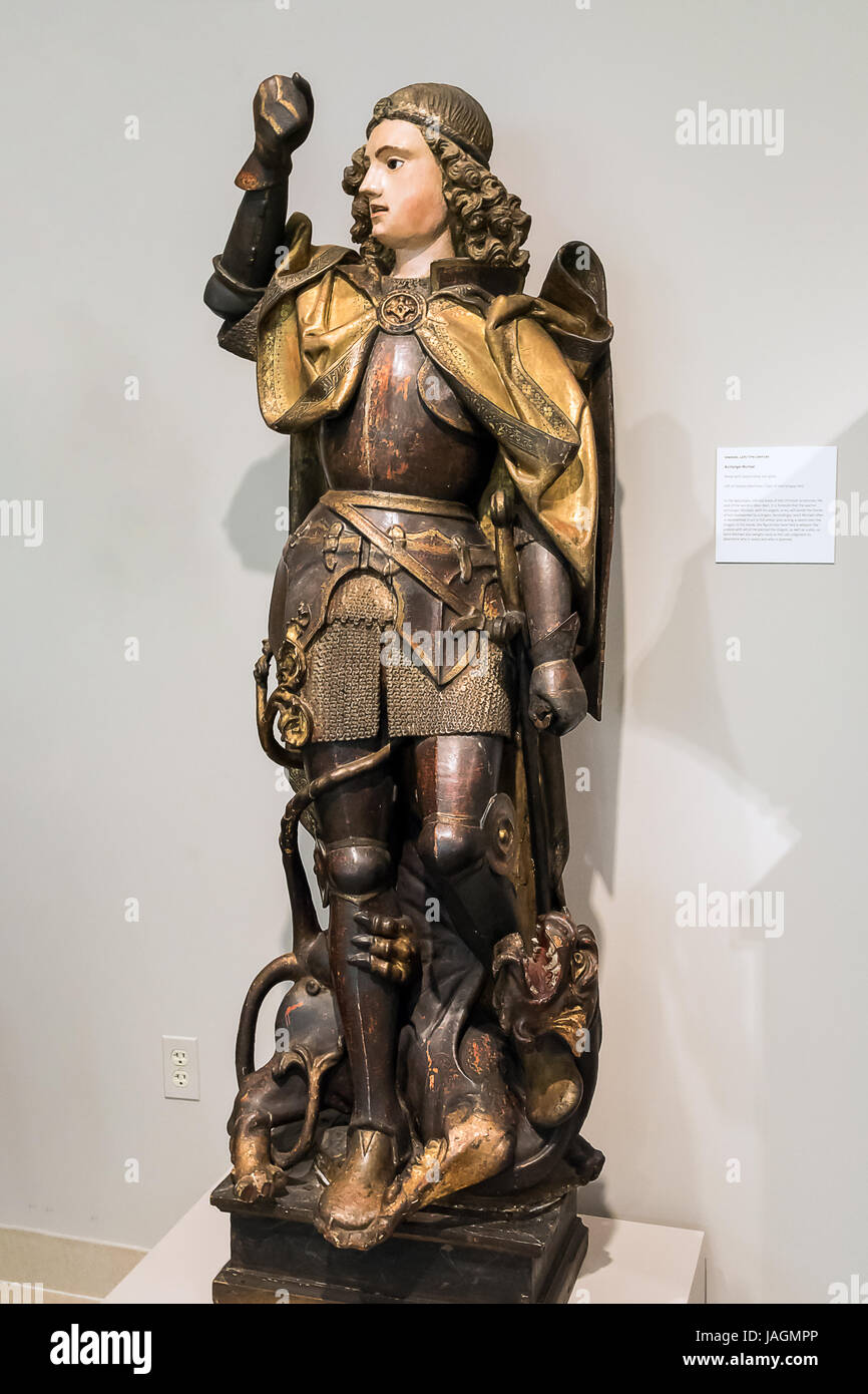 Wooden sculpture Archangel Michael, The Princeton University Art Museum