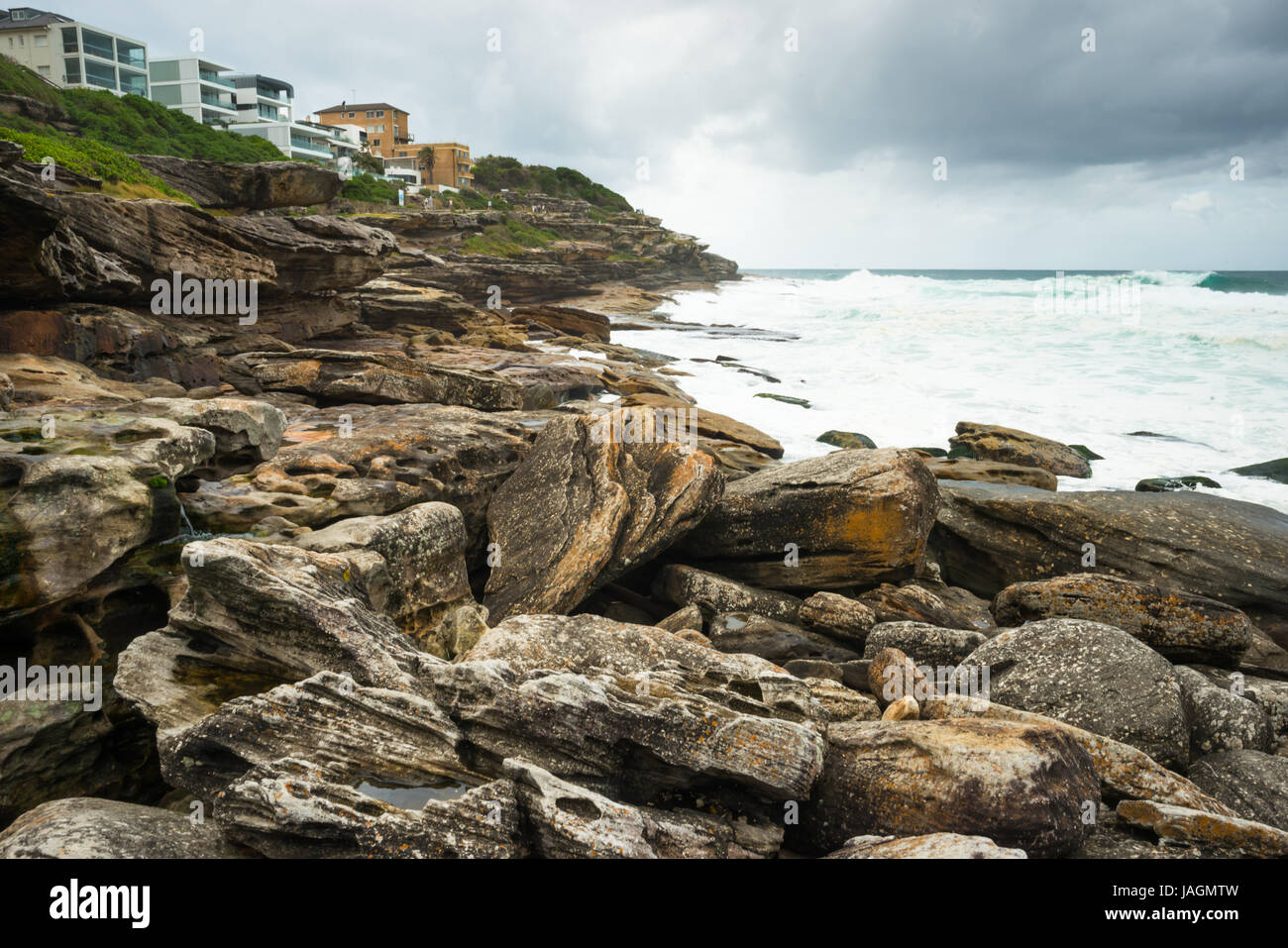 Views from the Bronte to Bondi coastal path. Sydney Eastern beaches, NSW, Australia. Stock Photo