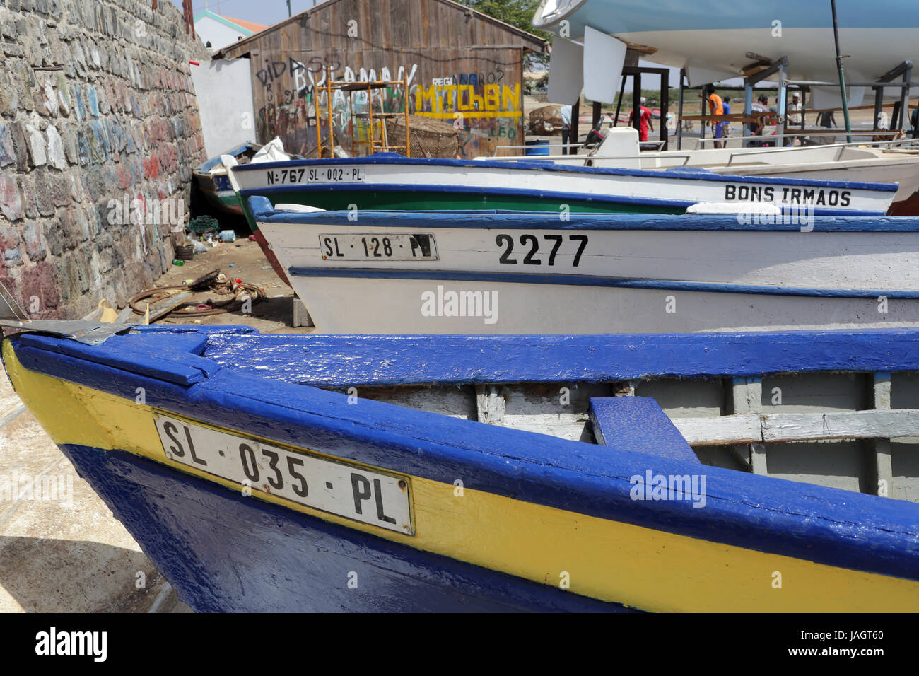 Fishing boats in Palmeria Cape Verde Stock Photo