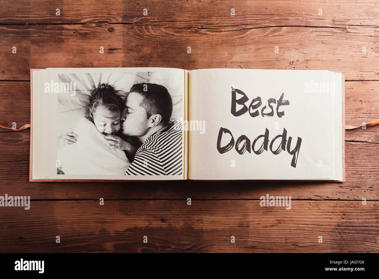 Fathers day concept. Photo album, blackandwhite picture Stock Photo