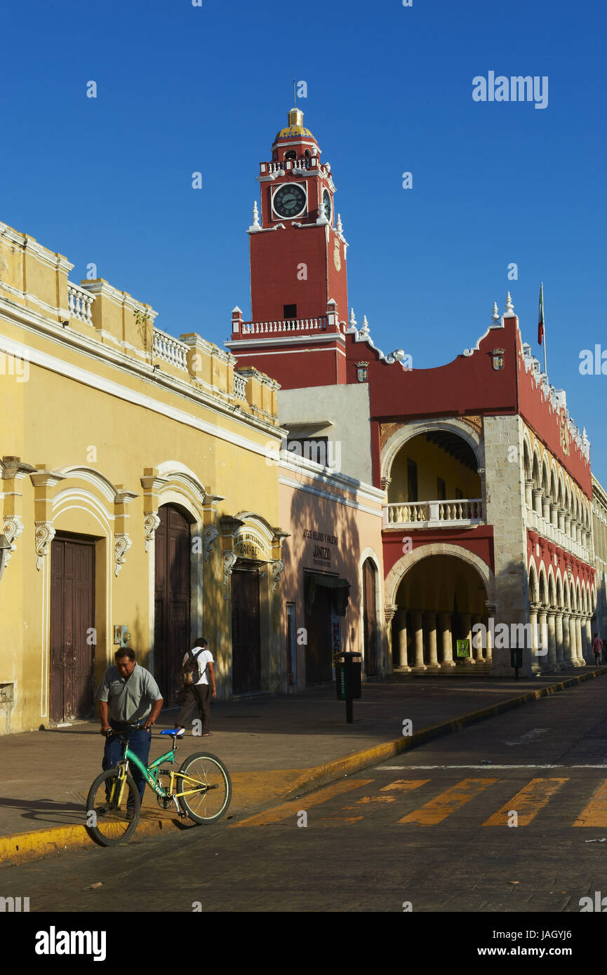 Mexico,Yucatan,Merida,capital,cathedral,space of the independence,city hall,Palacio Municipal, Stock Photo