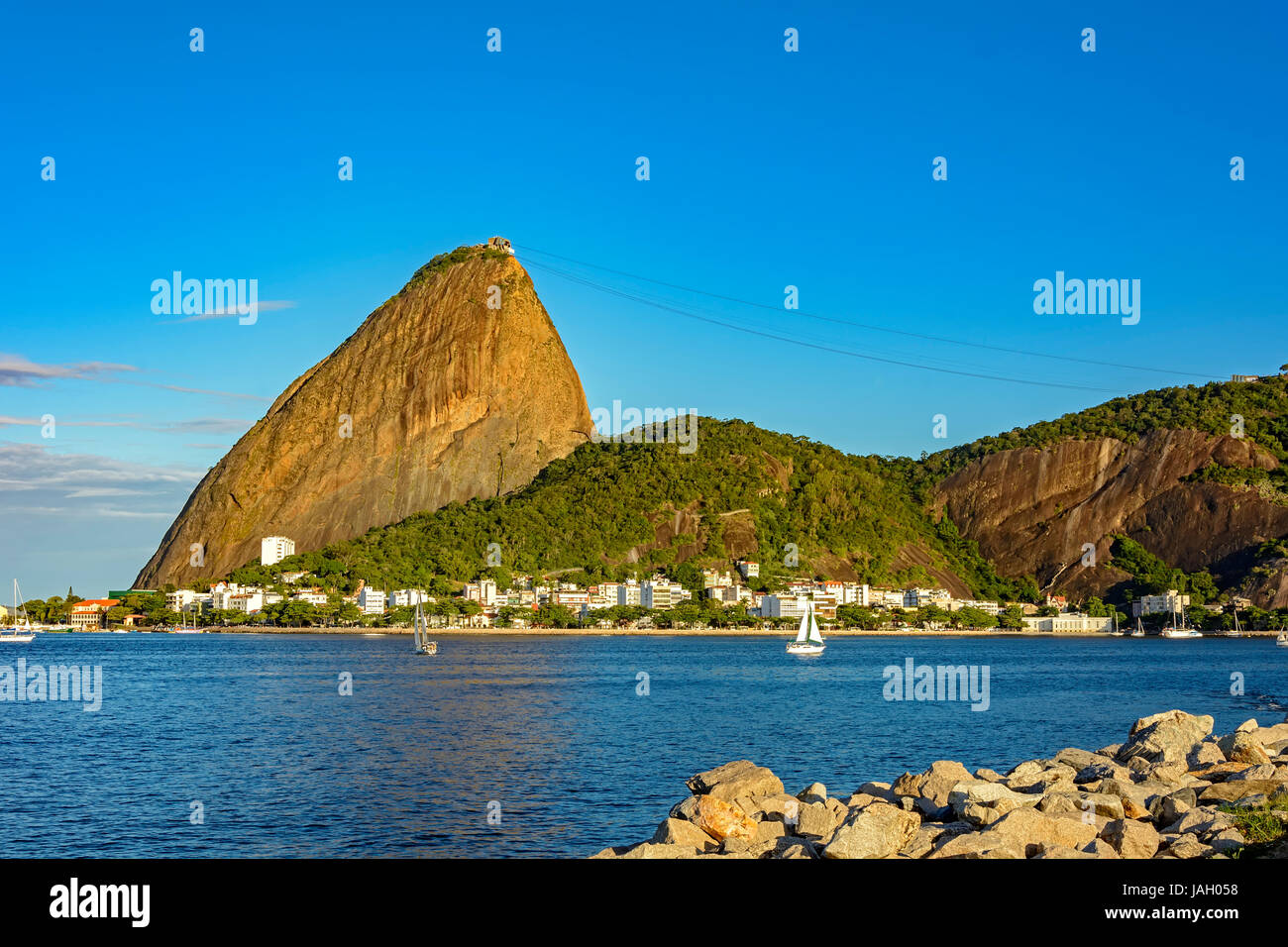 Sugar Loaf hill and Guanabara bay in Rio de Janeiro Stock Photo