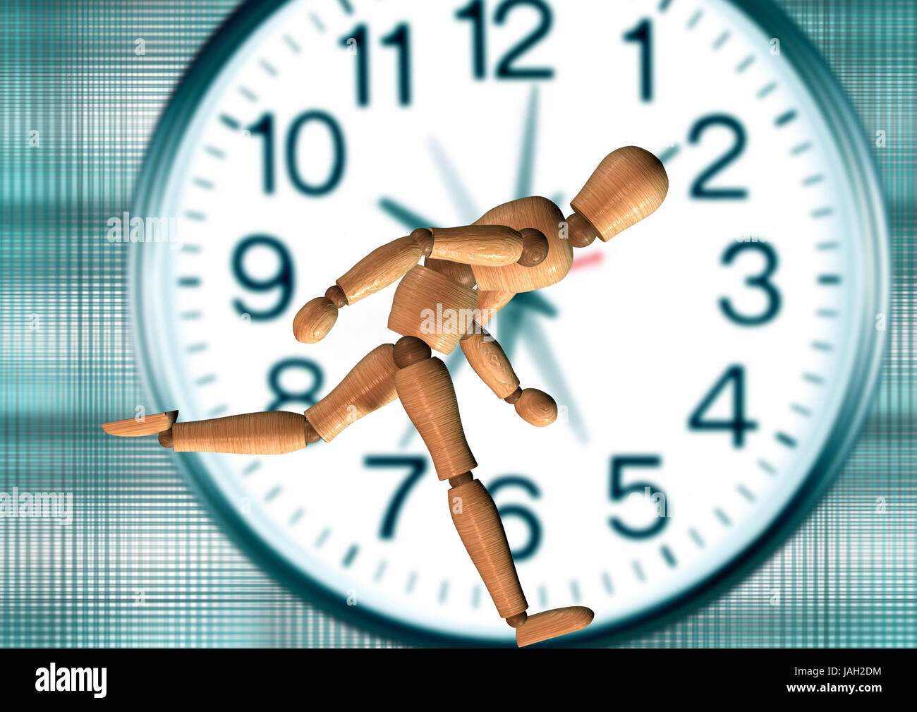hurrying manikin,clock,stress, Stock Photo