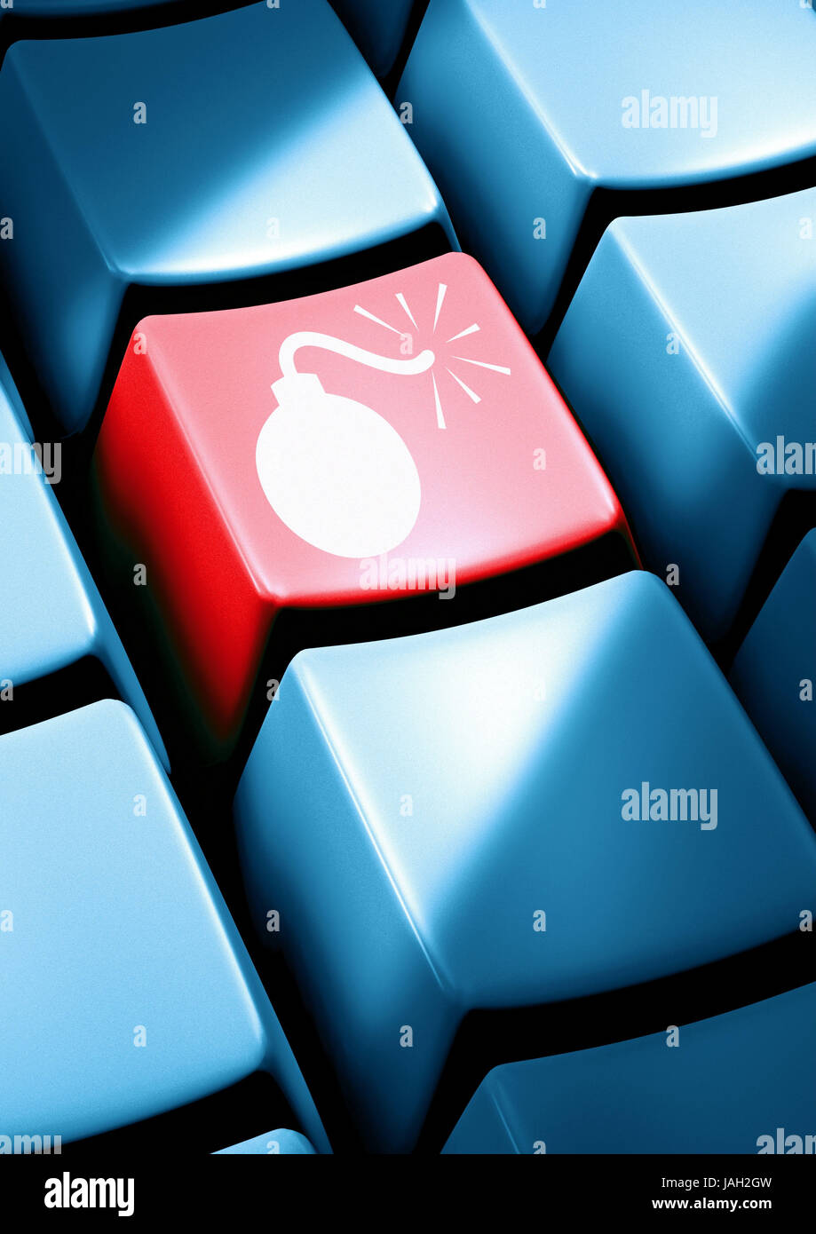 Bomb on a computer button Stock Photo Alamy