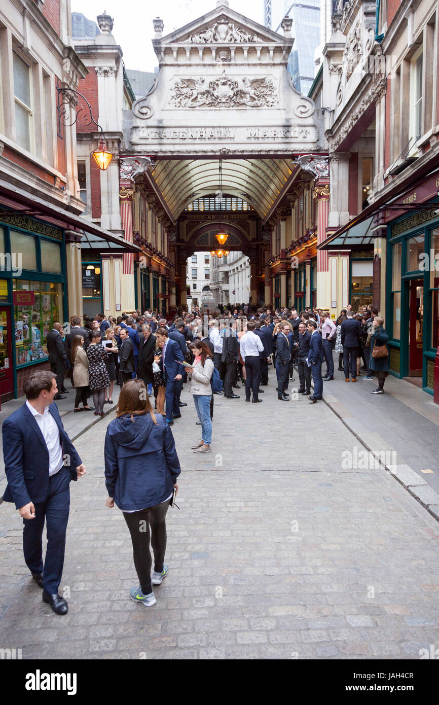 London, United Kingdom, 7 may 2017 large crowd of people for lunch at