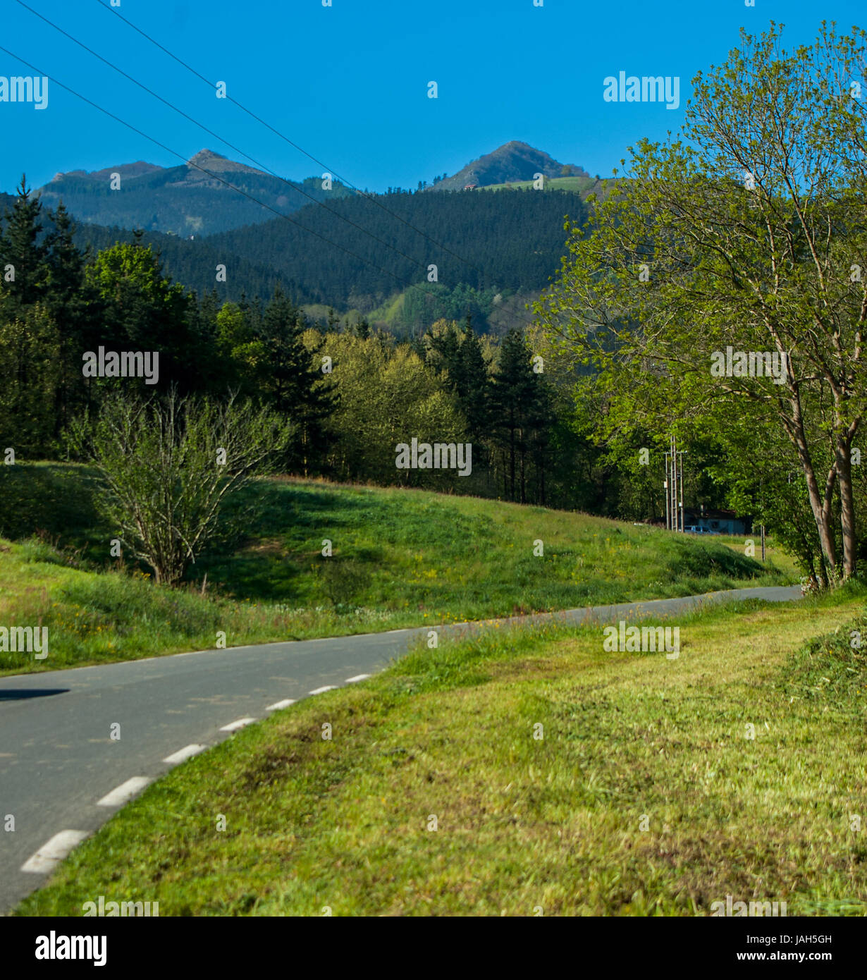 Basque Valley S Road goes valleys, Basque Country Stock Photo - Alamy