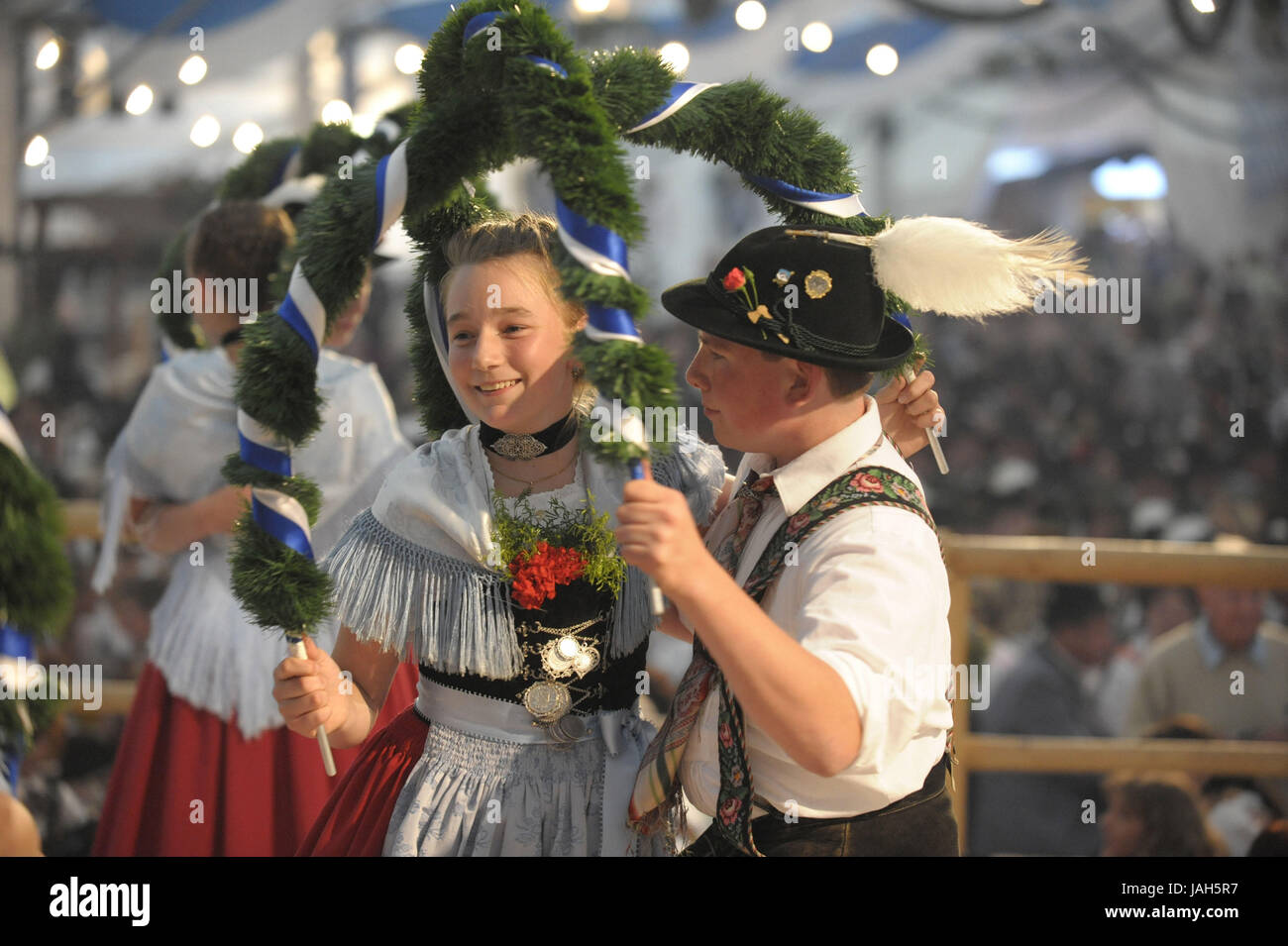 Fixed evening with dance in the battalion feast the mountain protection Werdenfels in Garmisch, Stock Photo