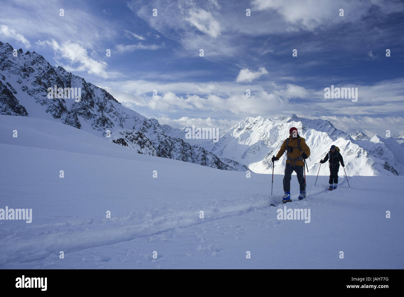 Ski tour to the dark taler of nick,the Stubai Alps,Tyrol,Austria, Stock Photo