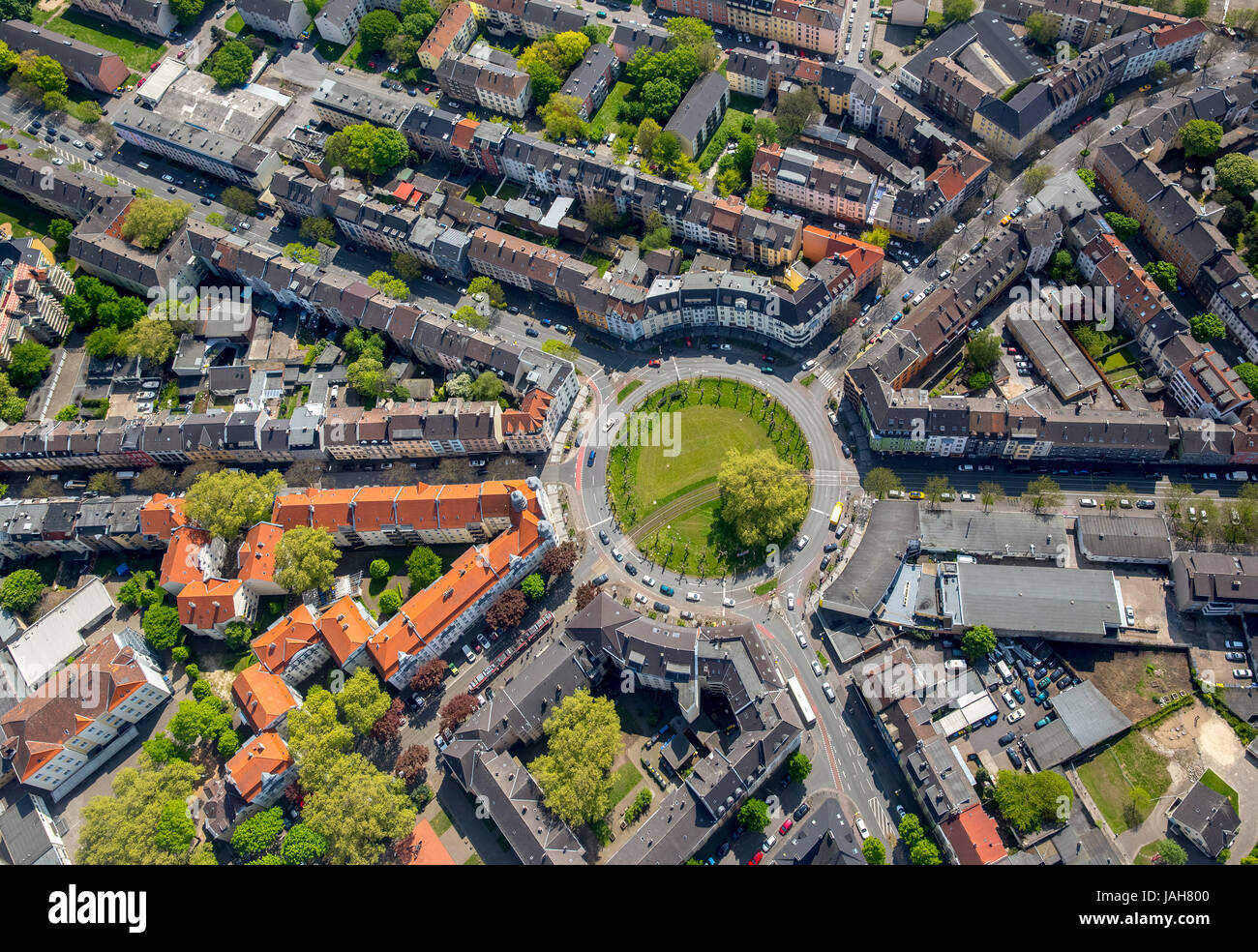 Borigplatz Dortmund North, roundabout, green island, Dortmund, Ruhr area, North Rhine-Westphalia, Germany Stock Photo