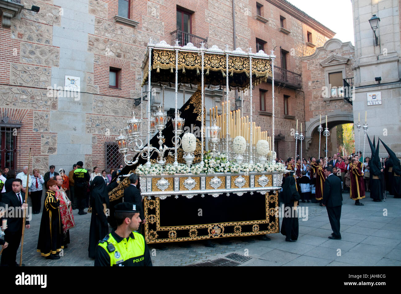 Holy Week procession. Plaza de la Villa, Madrid, Spain. Stock Photo