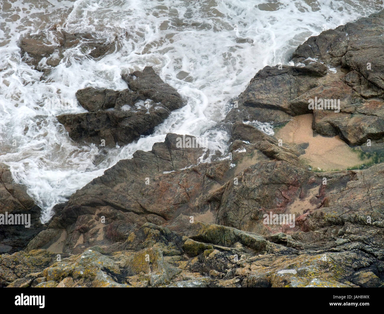 high angle detail of a rocky coast in Brittany, France Stock Photo - Alamy