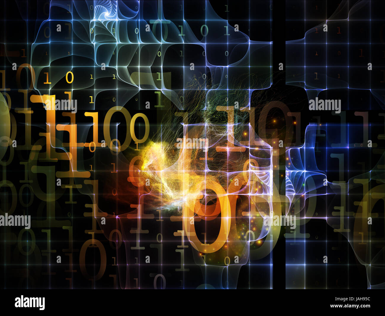 Number in Space series. Backdrop composed of numbers, fractal textures and lights and suitable