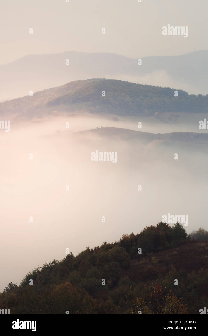 misty morning landscape Stock Photo