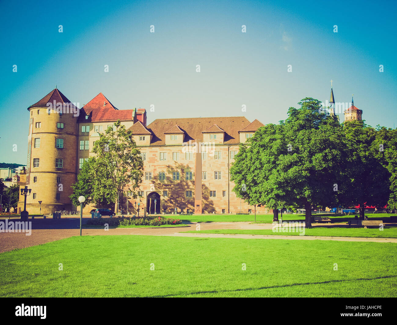 Vintage looking Altes Schloss (Old Castle) in Stuttgart, Germany Stock ...