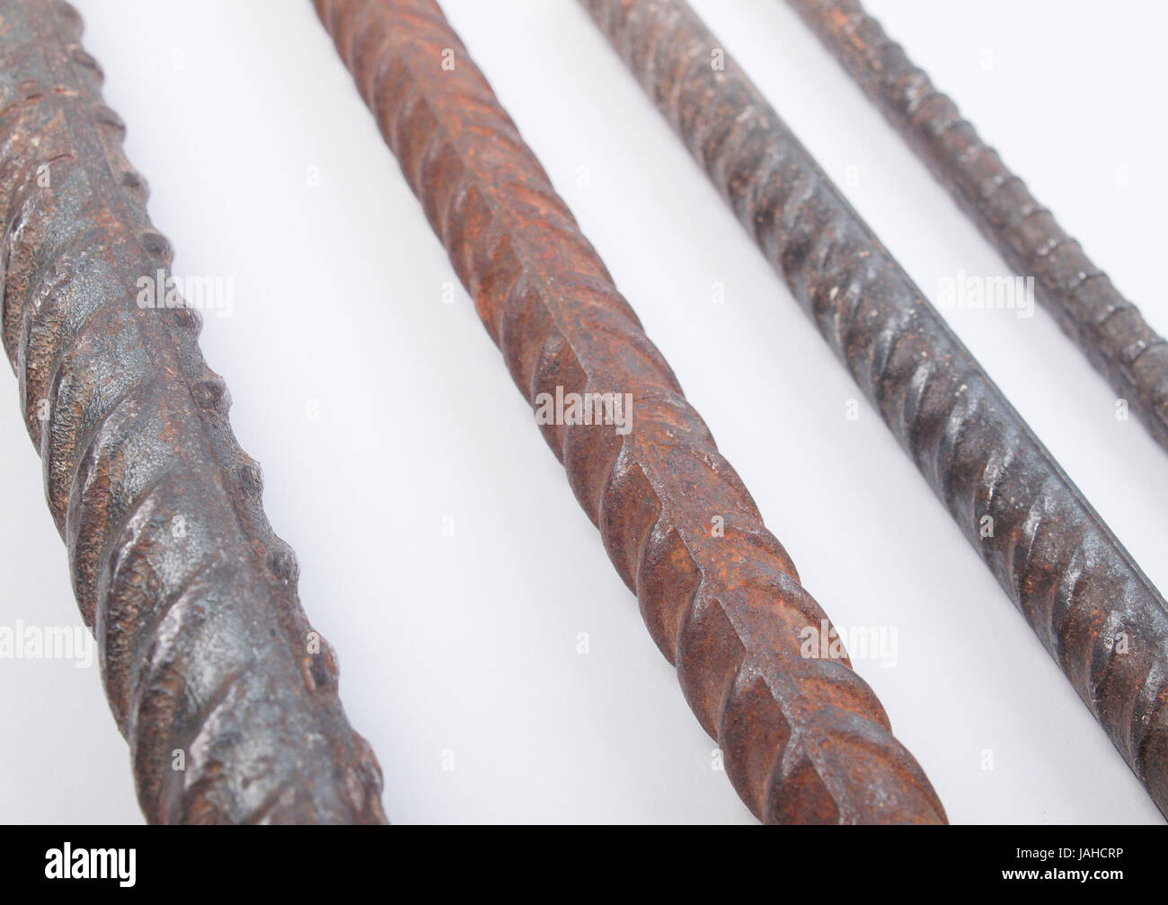 Steel reinforcing bars in different sizes for reinforced concrete