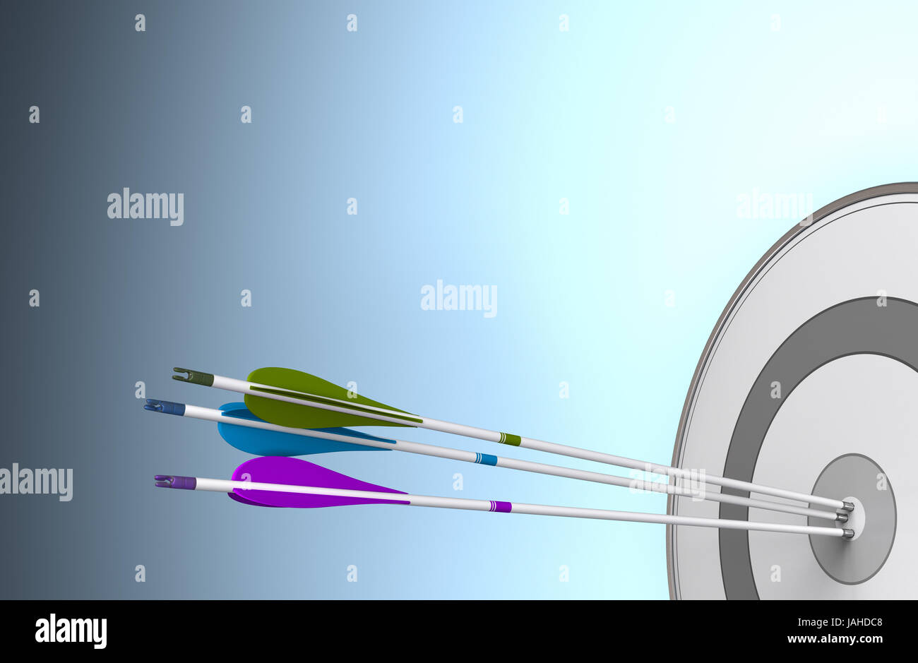 3d render arrows hitting bullseye hi-res stock photography and images ...