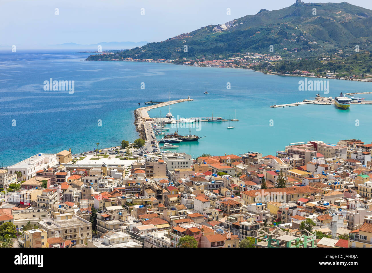 view of the city and harbor Zakynthos, Greece Stock Photo