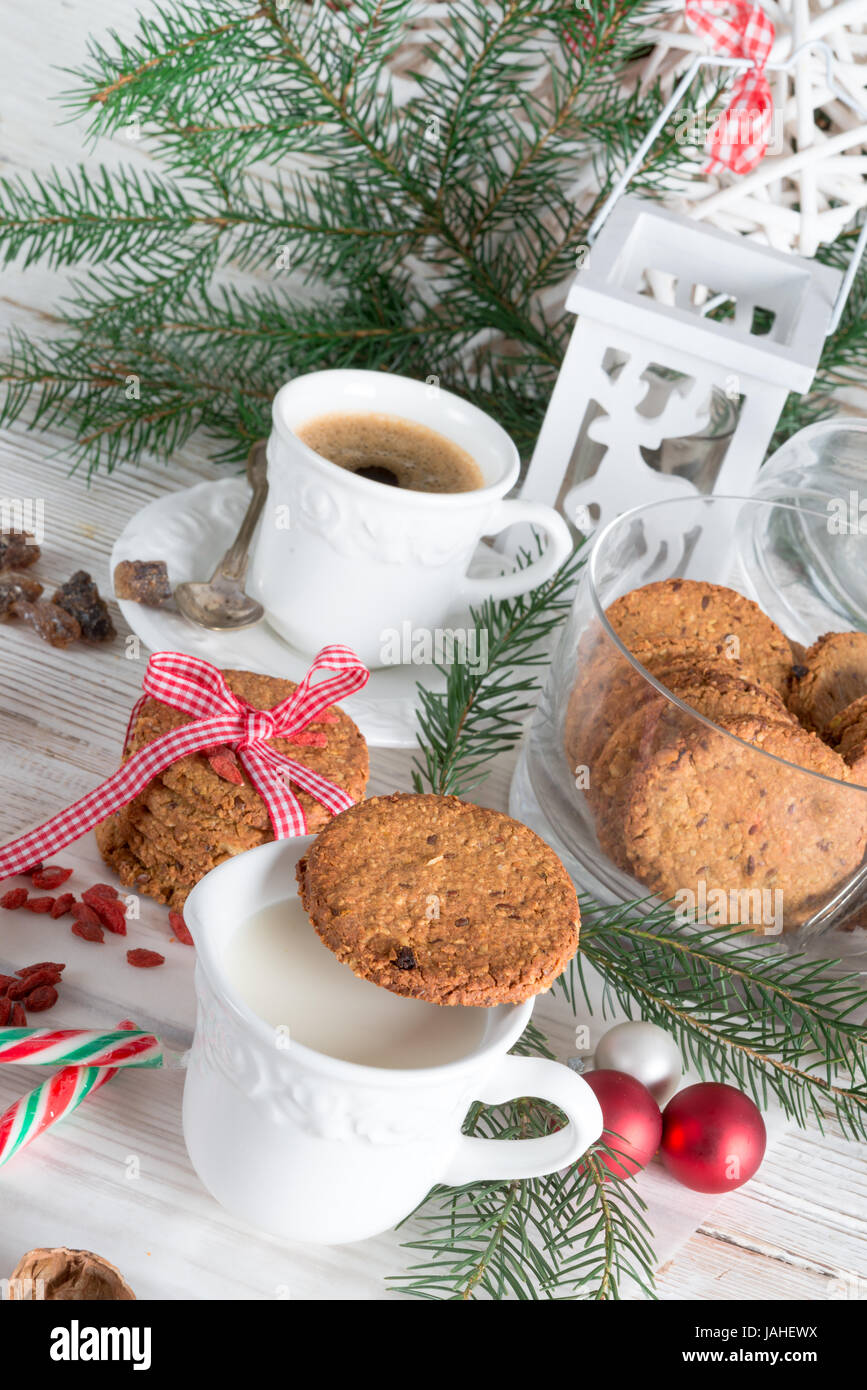 milk and cookies for santa Stock Photo