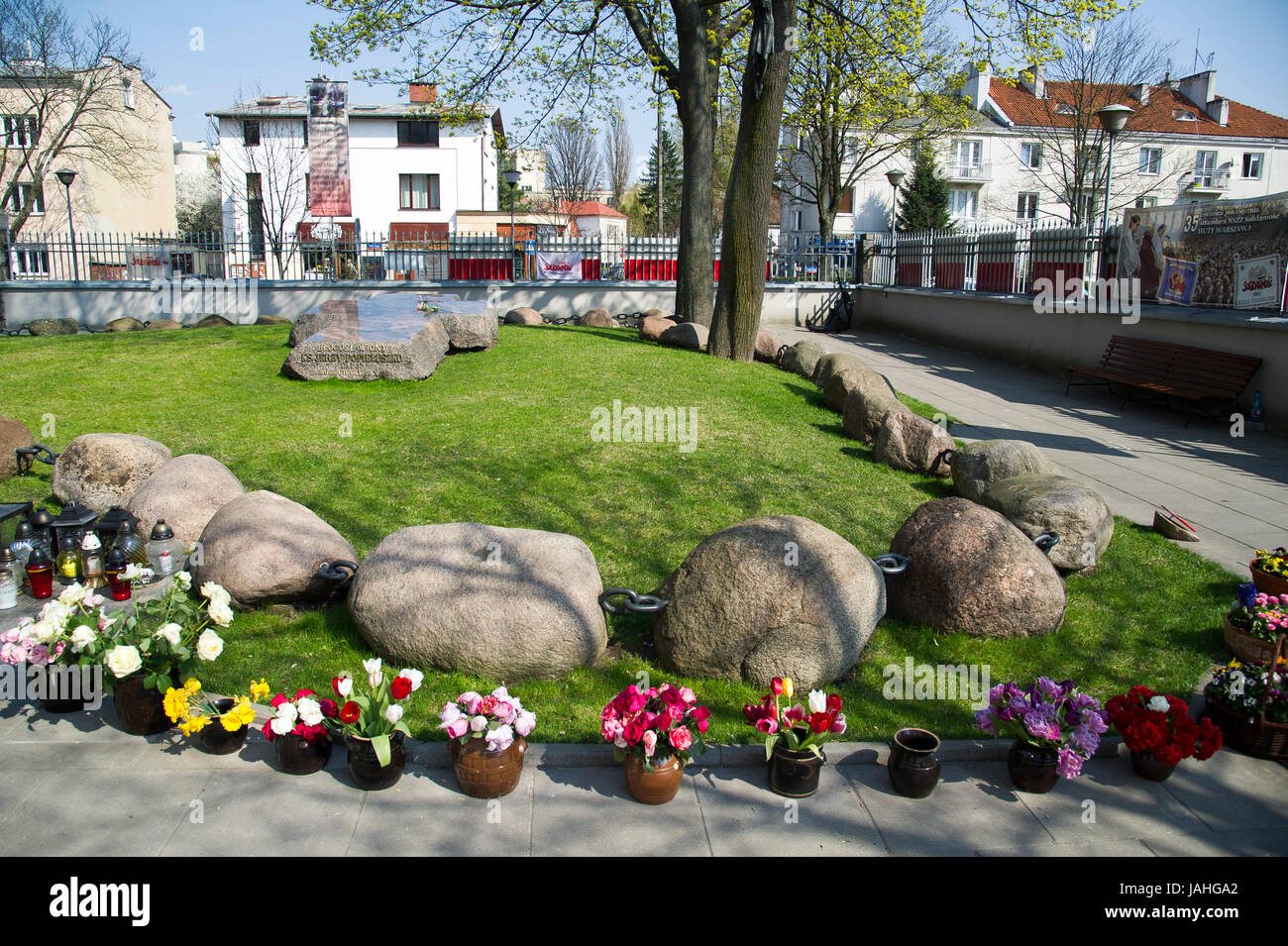 The grave of Blessed Priest Jerzy Popieluszko who was kidnapped and