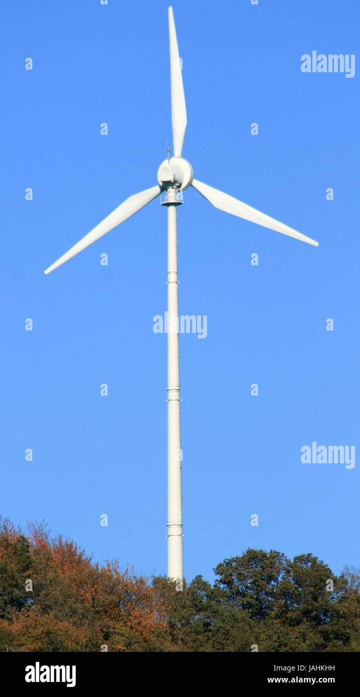 Wind turbine to generate electricity with blue sky in the background