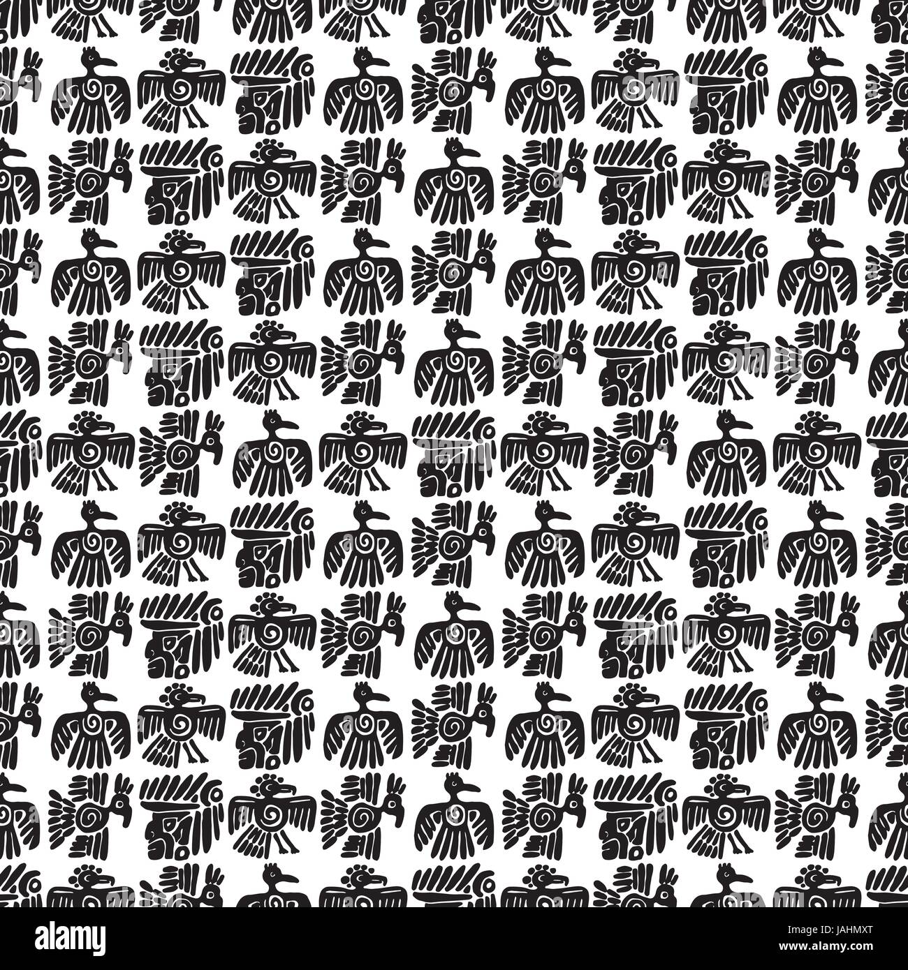 Seamless vector maya pattern. Black and white ethnic elements. Tribal ...