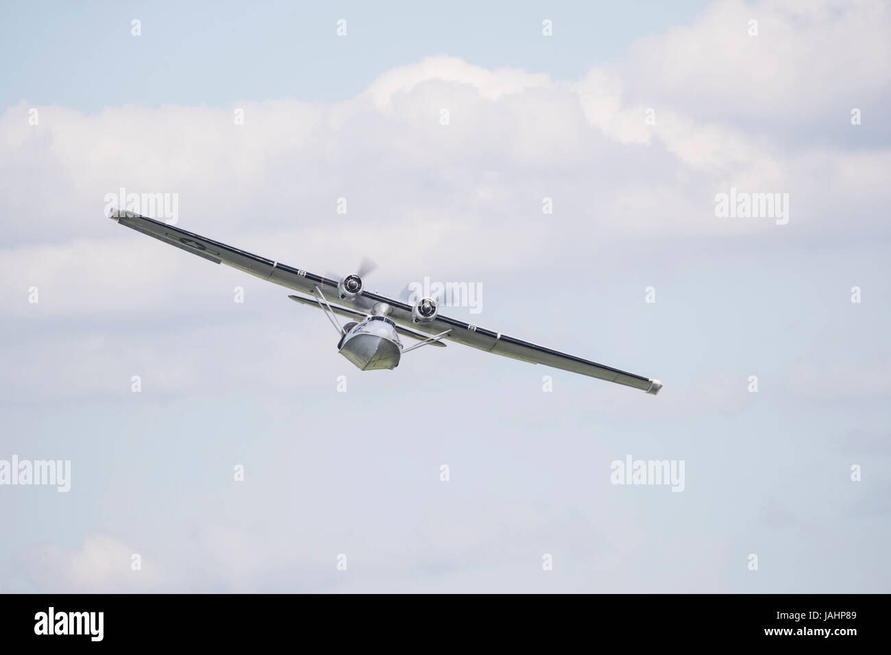 Preserved PBY-5A Catalina flying boat flying at a Duxford air show ...