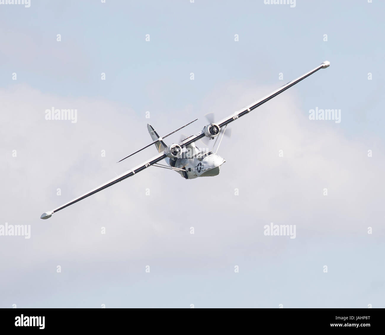 Preserved PBY-5A Catalina flying boat flying at a Duxford air show ...