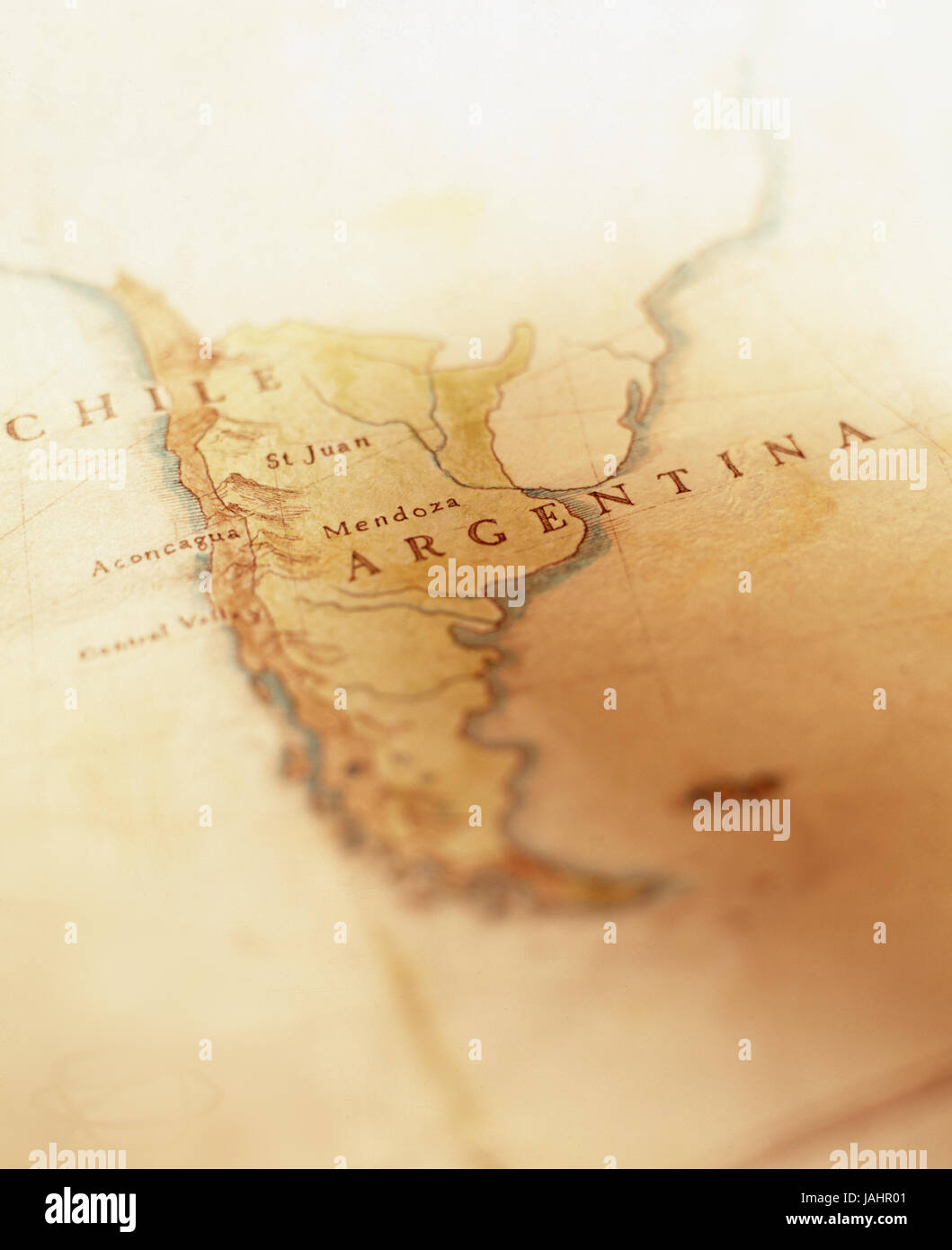 Hand drawn drawn map of Chile and Argentina