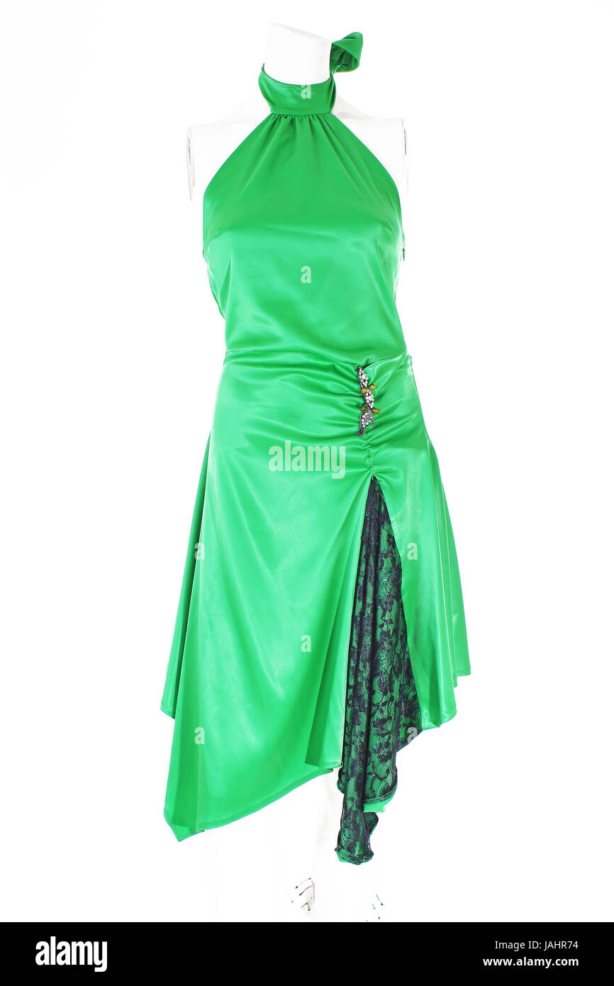 bright green silk dress