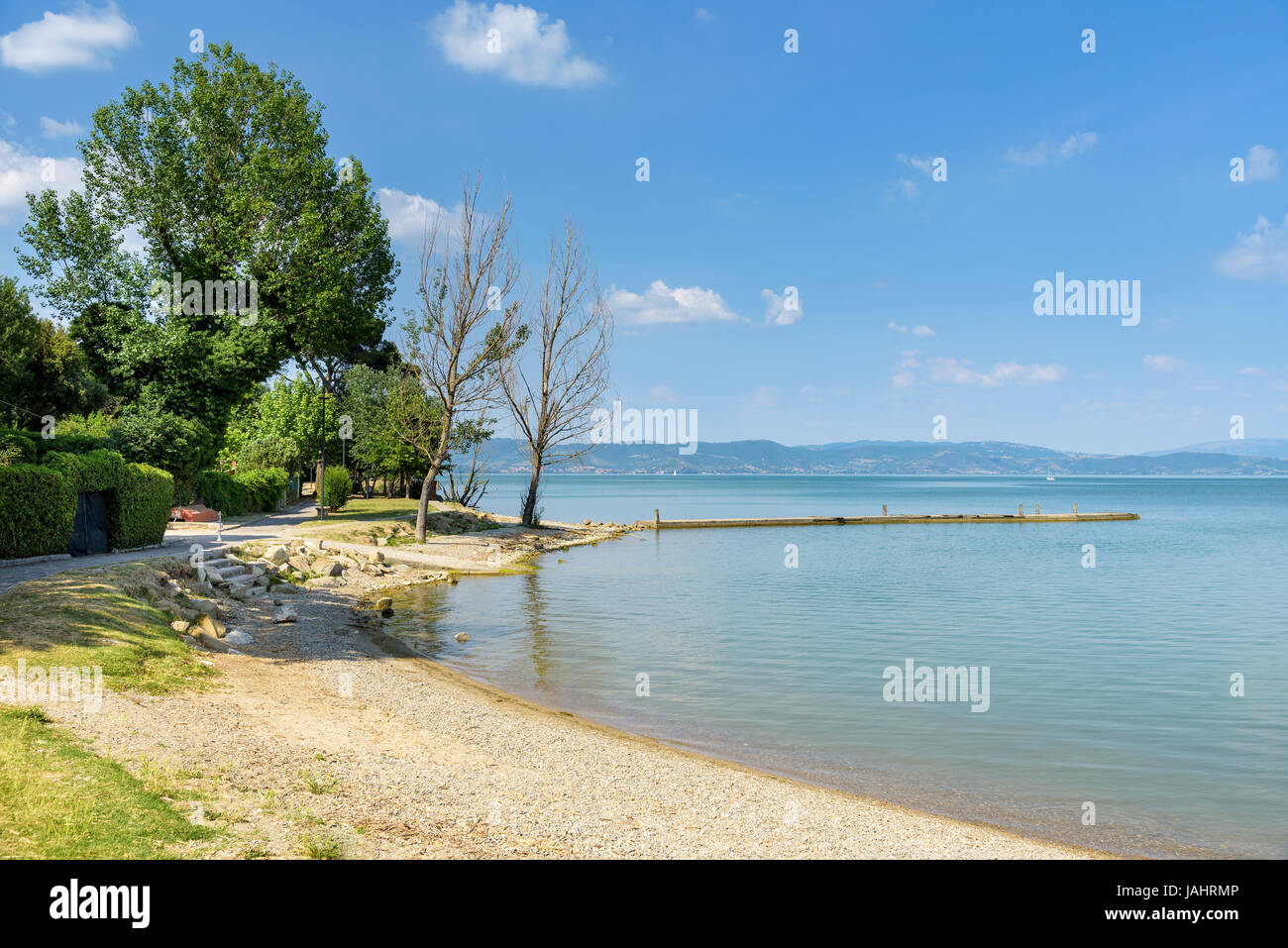 beach at lake Trasimeno, umbria, italy Stock Photo