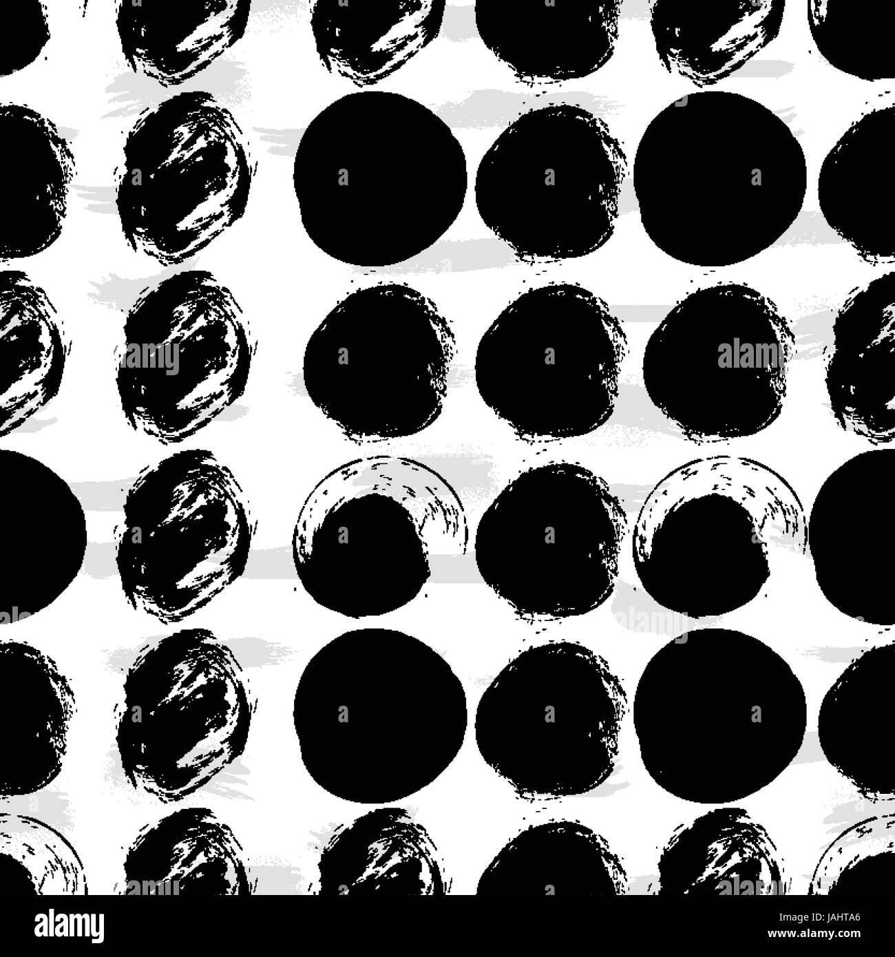 Vector seamless pattern. Black and white round brush strokes. Grungy ...