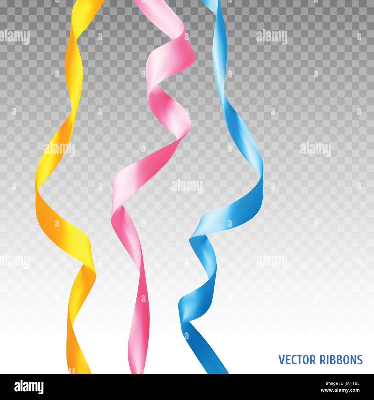 Set of three colorful ribbons on transparent background. Vector ...
