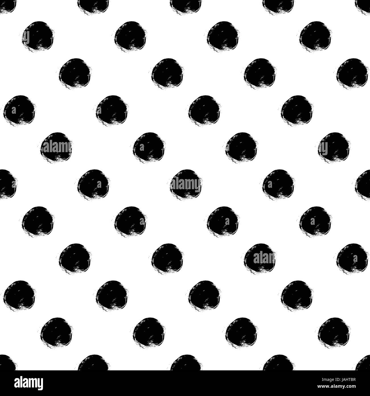 Vector seamless pattern. Black and white round brush strokes. Hand ...