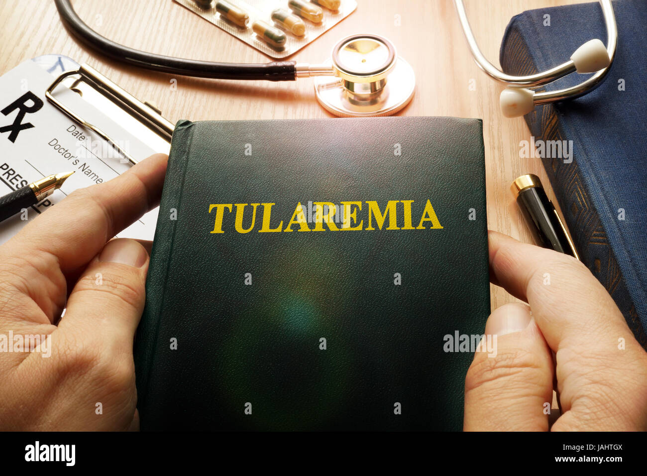 Book with title Tularemia in a hospital. Stock Photo