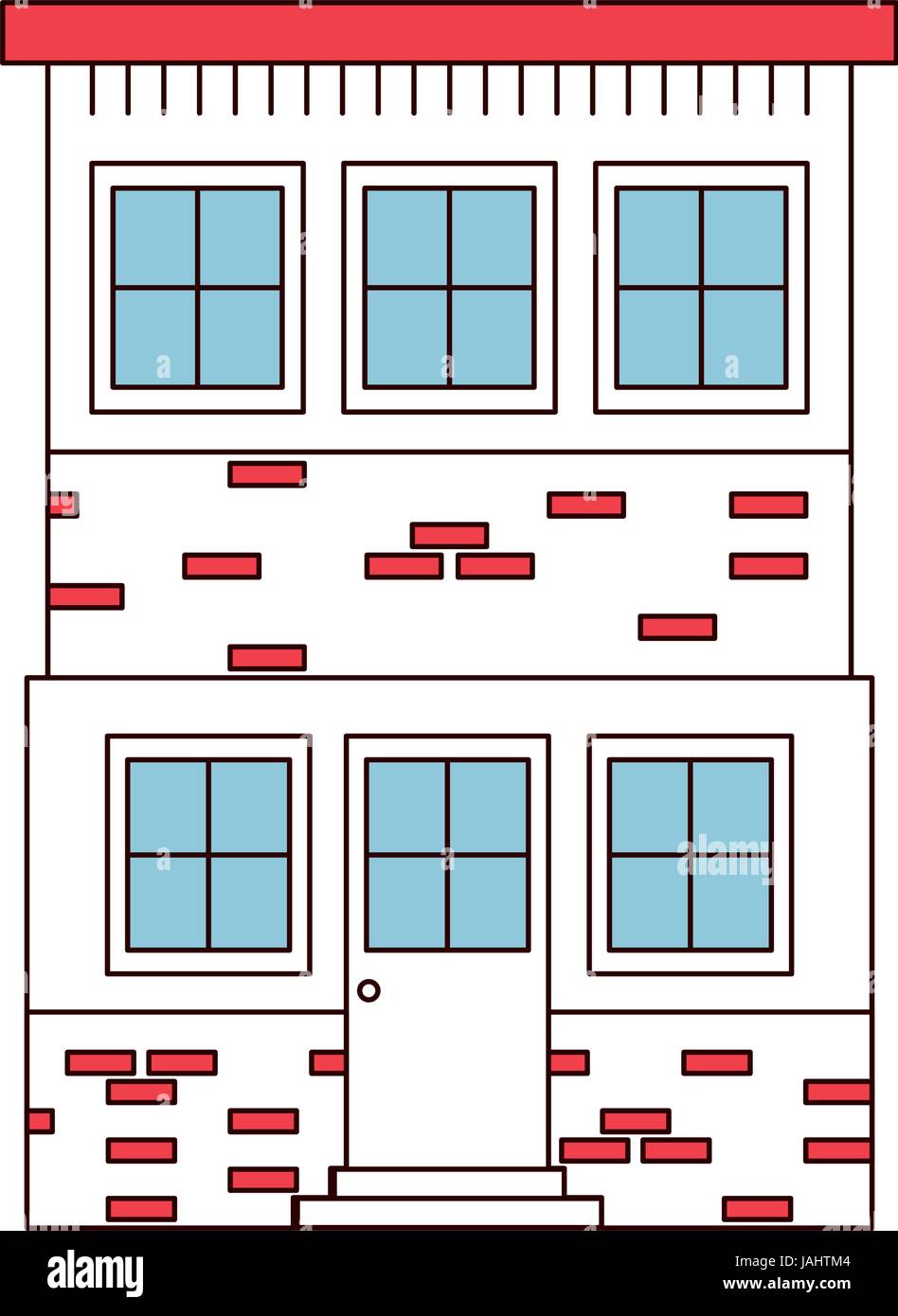 color sections silhouette house of two floors Stock Vector Image & Art ...