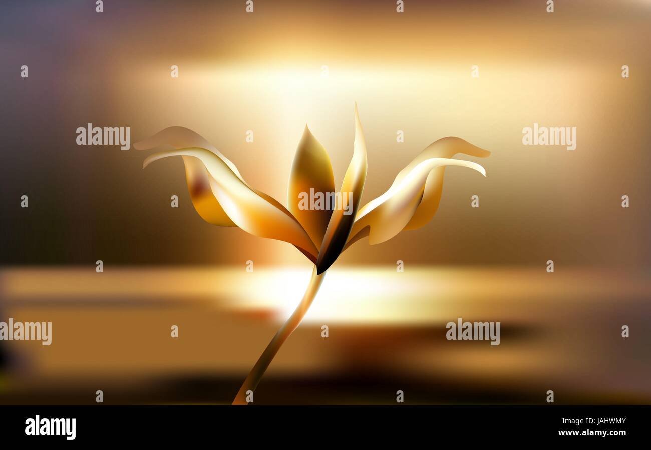 Delicate flower on a blurred gold background Stock Vector Image & Art ...