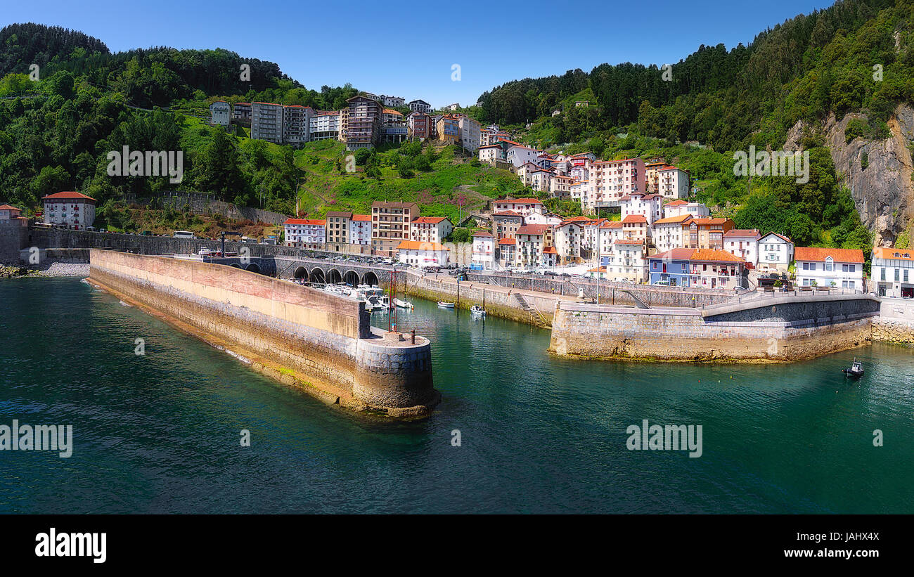 Panorama of Elantxobe village in Basque Country Stock Photo